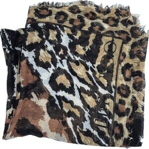 Jimmy Choo Leopard Print Scarf - Black, Brown, Tan